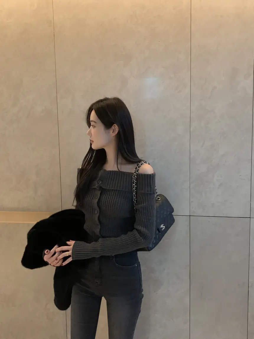 한국 스타일 루즈핏 단추 니트 셔츠 상세 이미지 19