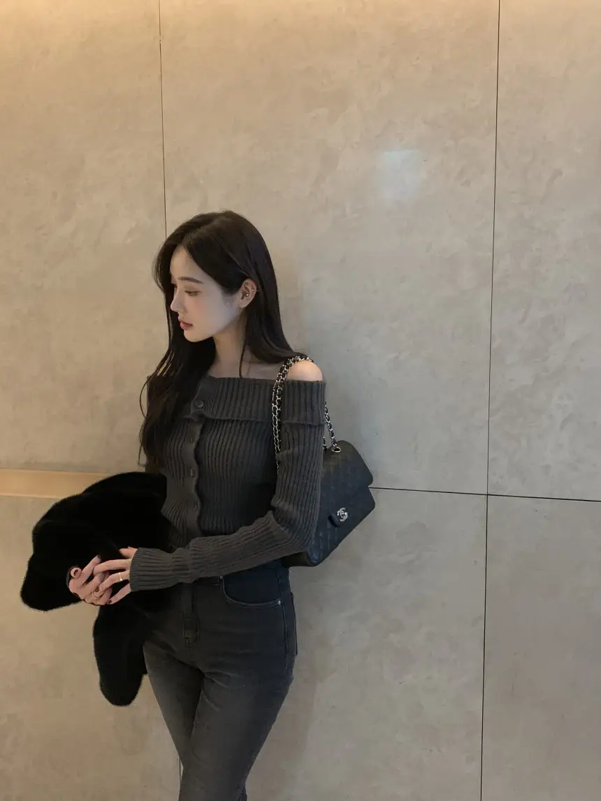 한국 스타일 루즈핏 단추 니트 셔츠 상세 이미지 20