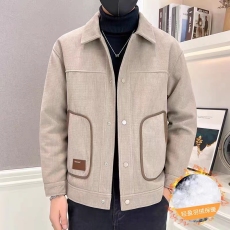 批发冬季毛呢羽绒服男士潮流<b class='q'>休闲</b>加厚翻领保暖条绒高端呢子夹克外套