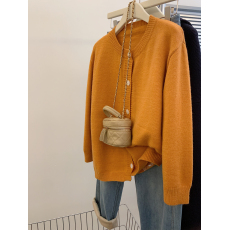 批发实拍 秋冬季橘色上衣别致设计感小众高级感圣诞<b class='q'>马海毛</b>毛衣女新款