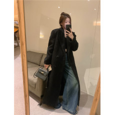 批发实拍实价~黑色西装呢子大衣女秋冬<b class='q'>中长款</b>韩系气质高级感毛呢外套