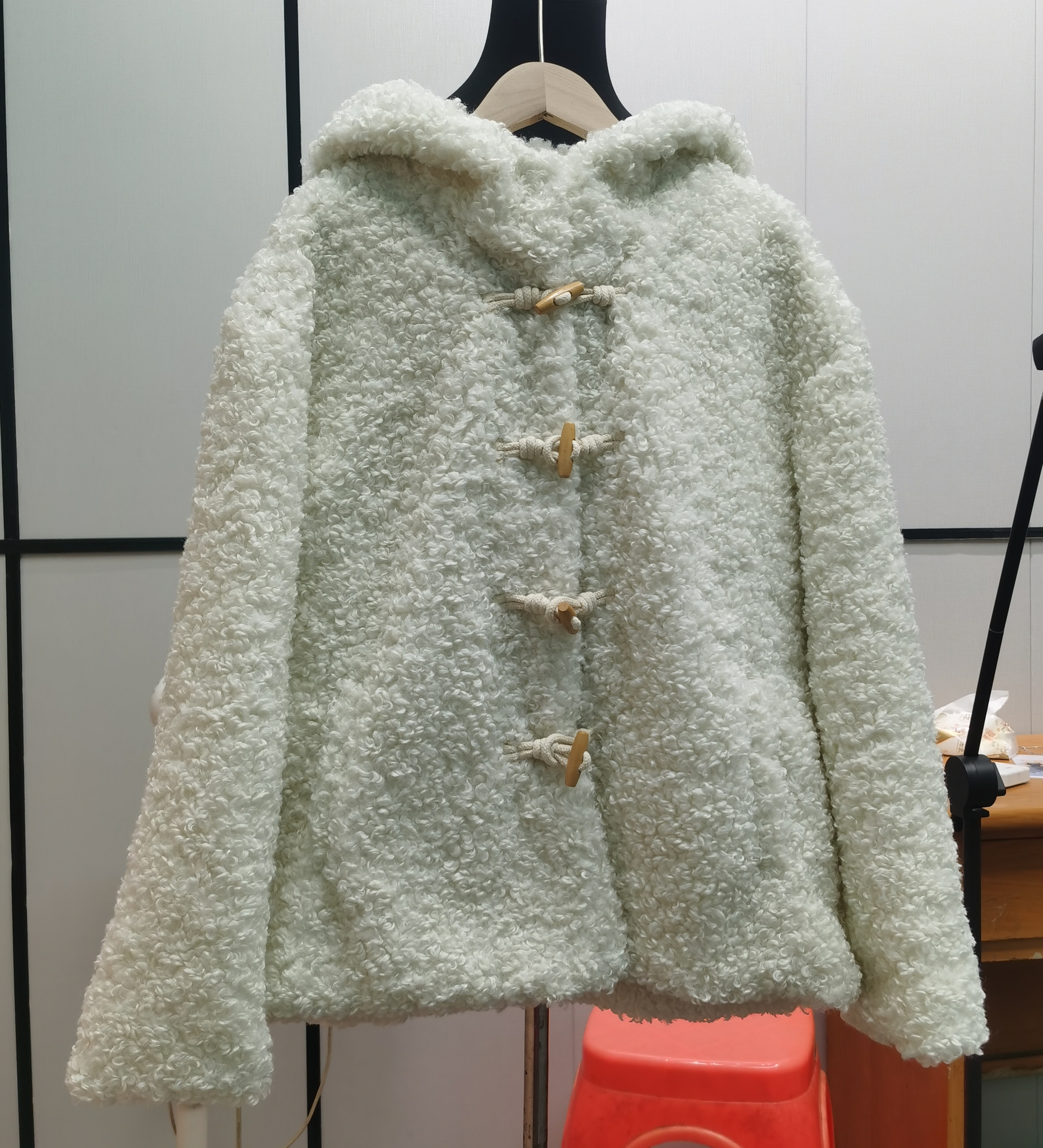 Nice peopleAW redlabel series high-end high-proportion mohair terry fur hooded coat