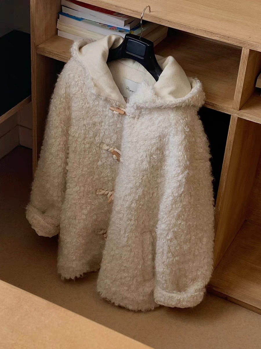 Nice peopleAW redlabel series high-end high-proportion mohair terry fur hooded coat