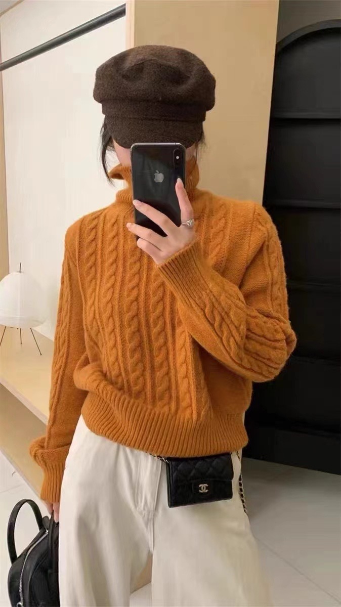 한 부서 가을 겨울 새로운 인사이드 가져 가라. 느긋한 바람 꽈배기 풀오버 터틀넥 스웨터 여자 겨울 두꺼운 루즈핏 다용도 맨위