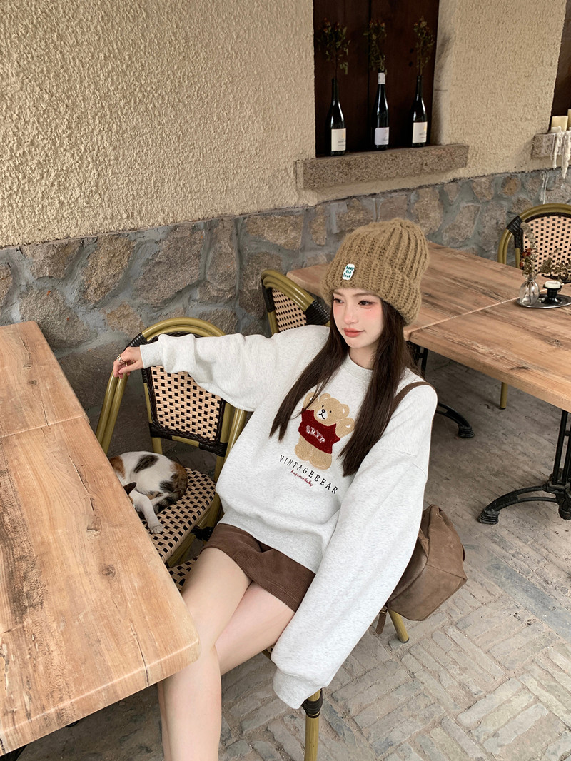 Official photo plus velvet 250g / David's round neck autumn and winter sweatshirt for women plus velvet
