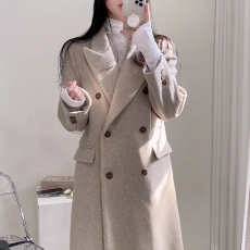 批发chic 韩版秋冬轻奢时尚大气西装领双排扣中长款过膝西装外套大衣