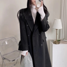 批发chic 韩版秋冬轻奢时尚大气<b class='q'>西装</b>领双排扣中<b class='q'>长款</b>过膝<b class='q'>西装</b>外套大衣