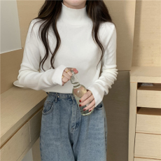 批发实拍 百搭基础款显瘦弹力半<b class='q'>高领</b>长袖针织衫<b class='q'>打底衫</b>