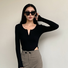 批发官图#40支莫代尔260克人棉辣妺<b class='q'>欧美</b>风v领修身连体上衣百搭