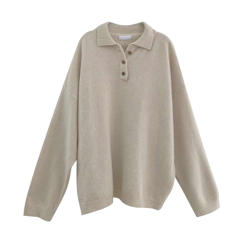  new style lazy style sweater for women, chic and high-end long-sleeved polo sweater outer top, autumn and winter clothing