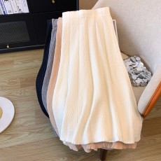 批发实拍褶皱针织半身裙女秋冬新款a字长裙子复古洋气大摆伞裙