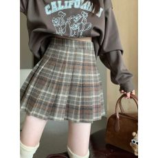 批发实拍实价2025~复古学院风格子半身裙设计感百褶加厚毛呢短裙