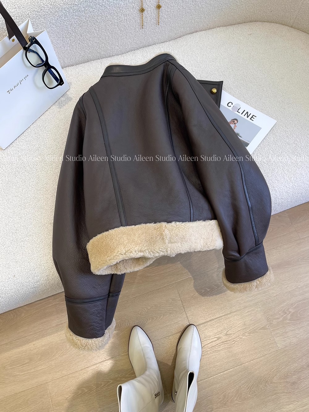 Fur all-in-one jacket women's short  winter new Korean style fashionable thickened warm lamb wool motorcycle top