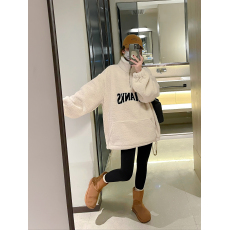批发字母加厚复合<b class='q'>婴儿</b>绒羊羔毛卫衣女2023冬新款韩版立领加绒宽松上衣