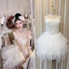 批发万圣节白天鹅重工拖尾公主裙高级感party<b class='q'>小礼服</b>裙成人礼生日裙子