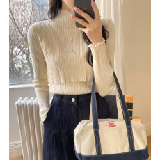 批发实拍秋<b class='q'>冬</b>加厚保暖哺乳毛衣产后辣妈百搭珍珠立领喂奶打底上衣