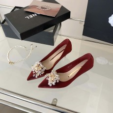 批发<b class='q'>新娘</b>鞋婚鞋秀禾婚纱法式酒红色尖头2023新款浅口高跟单鞋女