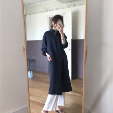 批发学生韩版长袖衬衣裙女中长款宽松显瘦慵懒衬衫百搭休闲上衣有口袋