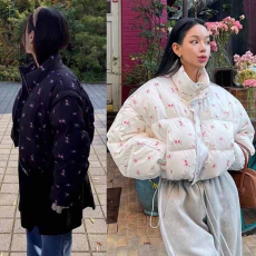 批发韩国东大门好好看秋冬小<b class='q'>碎花</b>明艳手塞棉时尚面包服款