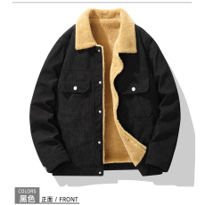 批发实拍新款高品质秋<b class='q'>冬</b>季男士潮流灯芯绒夹克羊羔绒加厚棉服男装外套