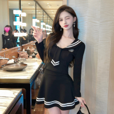 批发夜店性感女装拼接翻领制服工作裙两件套夜总场足疗桑拿技师工作服