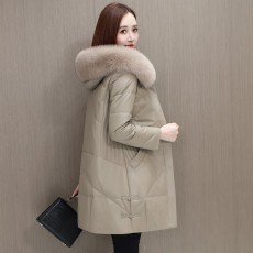 批发2025新款海宁皮衣羽绒服女真皮中长款绵羊皮<b class='q'>皮草</b>大码<b class='q'>外套</b>加绒加厚
