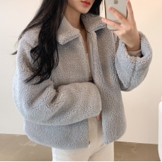 批发chic 韩国冬季法式休闲时尚<b class='q'>翻领</b>羊羔毛加厚短款夹克棉衣外套