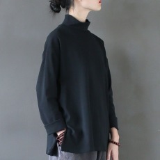 批发新款文艺<b class='q'>大码</b>上衣秋冬装高领加厚打底衫内搭宽松显瘦长袖T恤女