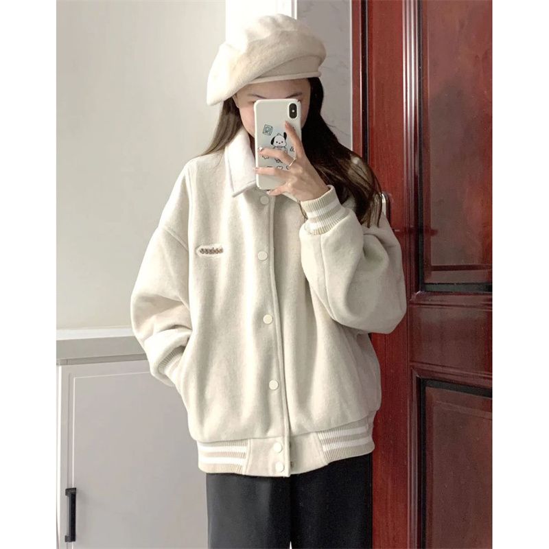  Spring and Autumn New Jacket Women Small Loose Versatile American Retro Couple Baseball Uniform Casual Jacket