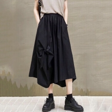 批发暗黑春秋可甜可盐女裙子不规则下摆绑带宽松大摆棉布中<b class='q'>长裙</b>半身裙