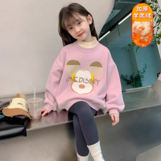批发女童秋冬装卫衣2025新款<b class='q'>儿童</b>洋气女孩冬季加绒加厚半高领卡通上衣