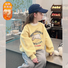 批发女童卫衣秋冬季2025新款<b class='q'>儿童</b>加厚加绒中大童小女孩洋气上衣冬装潮