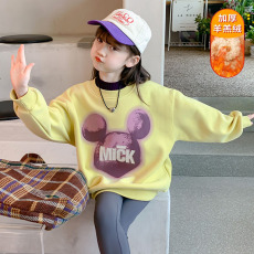 批发女童加绒卫衣秋冬款2025新款洋气<b class='q'>儿童</b>冬装加厚上衣小女孩套头长袖