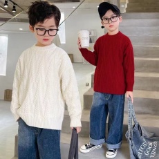 批发高品质龙年<b class='q'>春</b>节新款女童针织衫毛衣冬季保暖中大童套头加厚打底衫