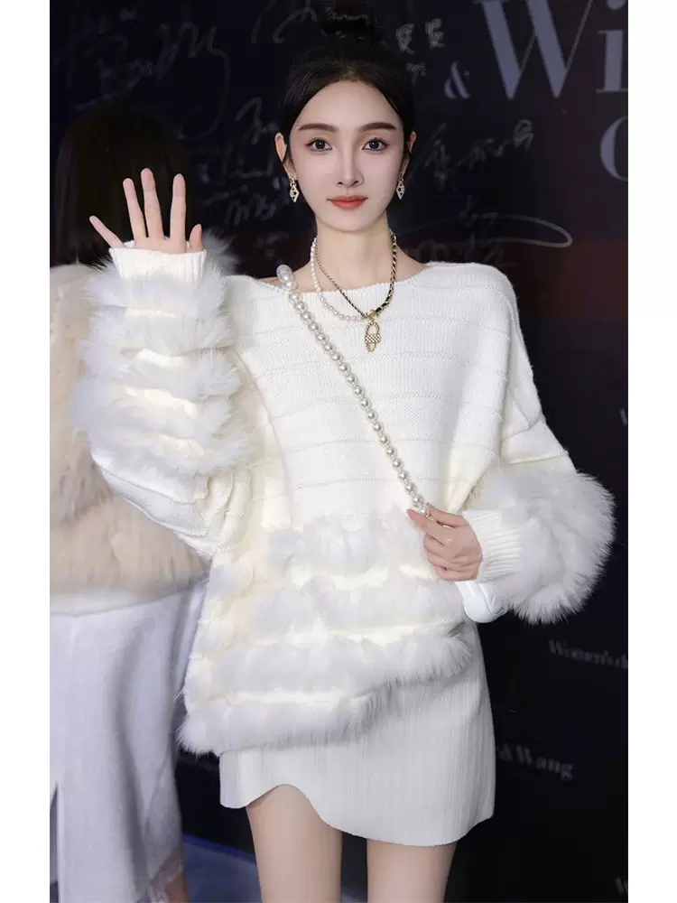 韓版洋氣減齡氣質名媛高端小香風軟糯水貂絨毛衣