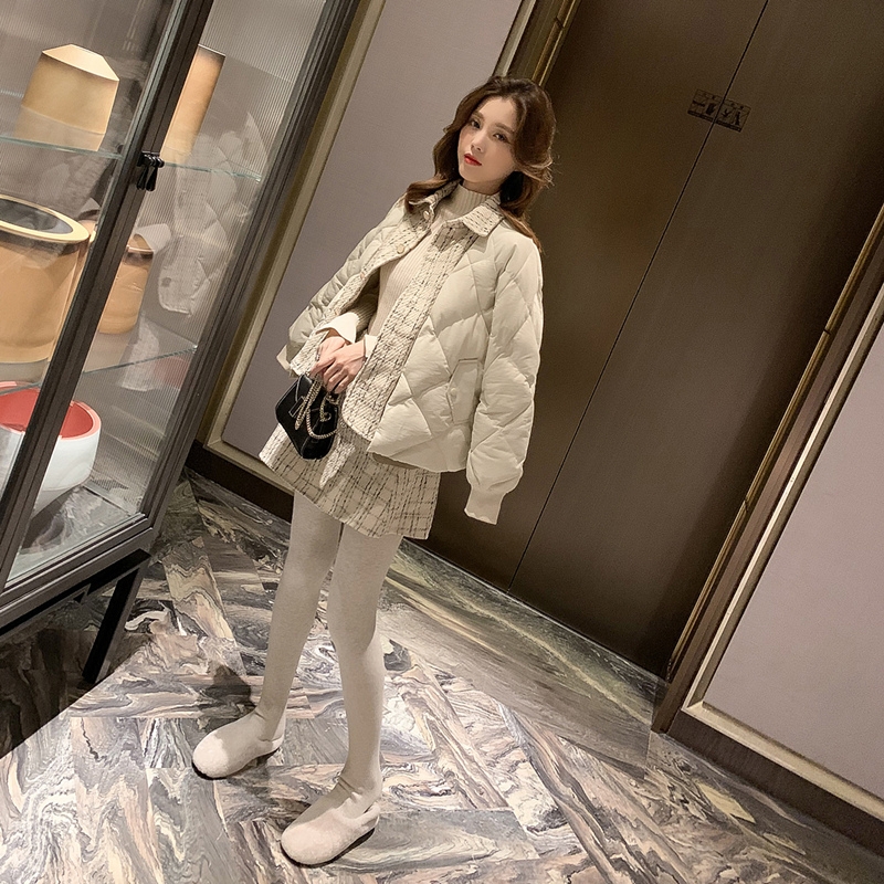 套裝女秋冬新款網紅職業氣質小香風棉服裙子兩件套洋氣顯瘦
