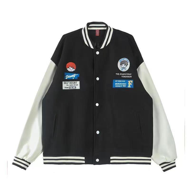  Korean Autumn New Retro Hong Kong Style Baseball Jacket Loose Large Size Embroidered Street Student Jacket Women