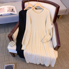 批发实拍大码女装秋冬气质内搭毛衣裙胖mm宽松显瘦遮肚过膝针织<b class='q'>连衣裙</b>