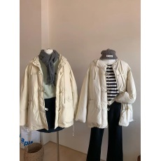 批发实拍～<b class='q'>冬</b>季新品白鸭绒连帽羽绒服韩版加厚牛角扣羽绒外套中长款