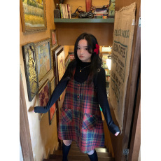 批发实拍实价 圣诞红色格子裙女秋冬新款小个子方领<b class='q'>背心</b>连衣裙