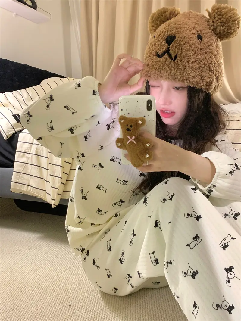 커피 강아지 프린트 홈웨어 세트 상세 이미지 7