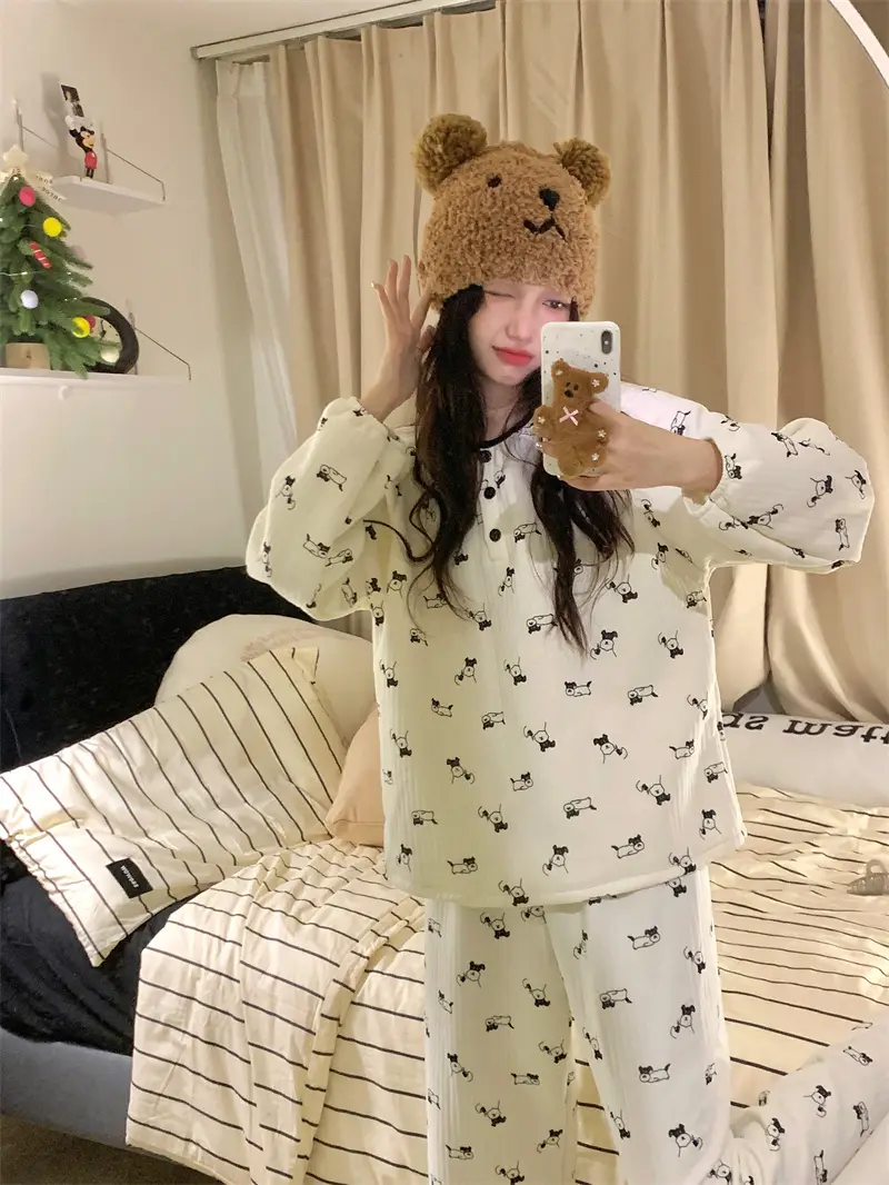 커피 강아지 프린트 홈웨어 세트 상세 이미지 9