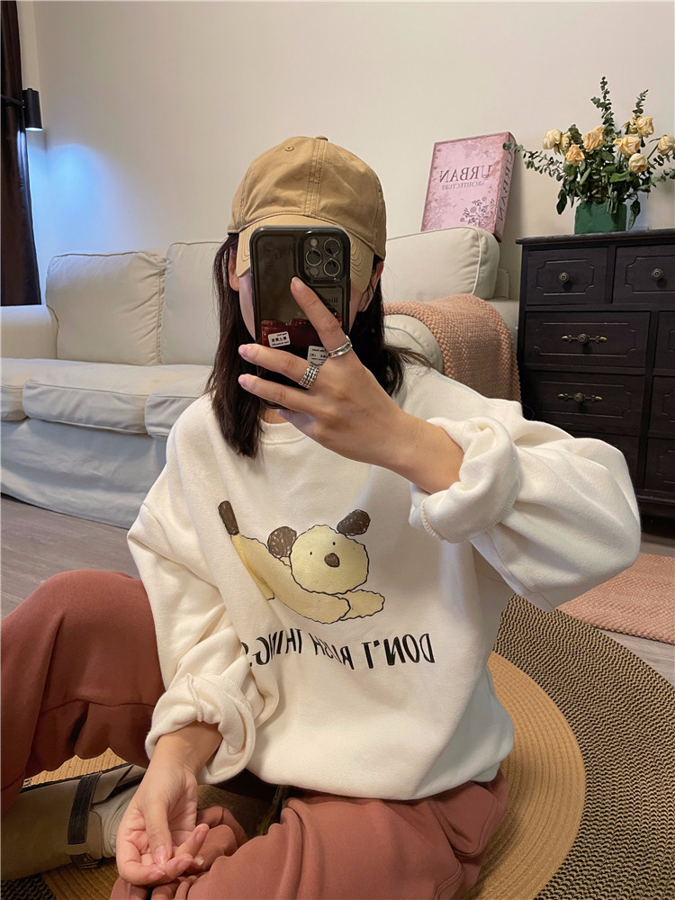 Official photo plus velvet 250g / David's round neck autumn and winter sweatshirt for women plus velvet
