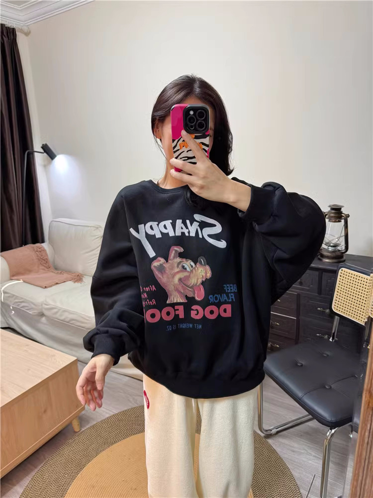 Official photo plus velvet 250g / David's round neck autumn and winter sweatshirt for women plus velvet