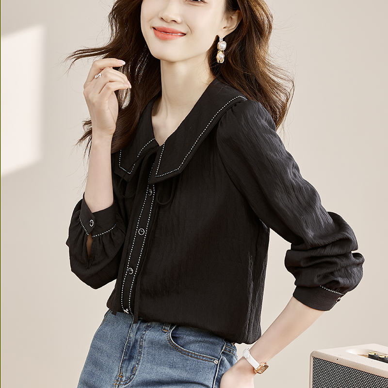 쉬폰 셔츠 여성 로드 중 봄 2025 새로운 폭발 패션 외국 가스 맨위 작은 셔츠 품격 긴팔 셔츠