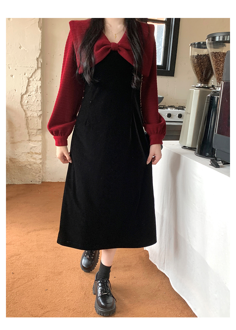 大碼胖mm秋冬赫本風高腰連衣裙美式淑女顯瘦遮肚子小個子長袖裙子