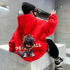 批发男童本命年服卫衣冬装2023新款加厚红色<b class='q'>儿童</b>元旦<b class='q'>表演</b>过年套头衫潮