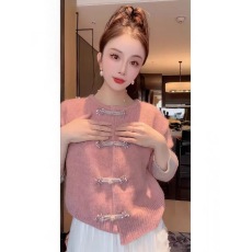 批发新中式国风盘扣针织打底毛衣开衫外套秋冬<b class='q'>女装</b>超好看欧货漂亮上衣