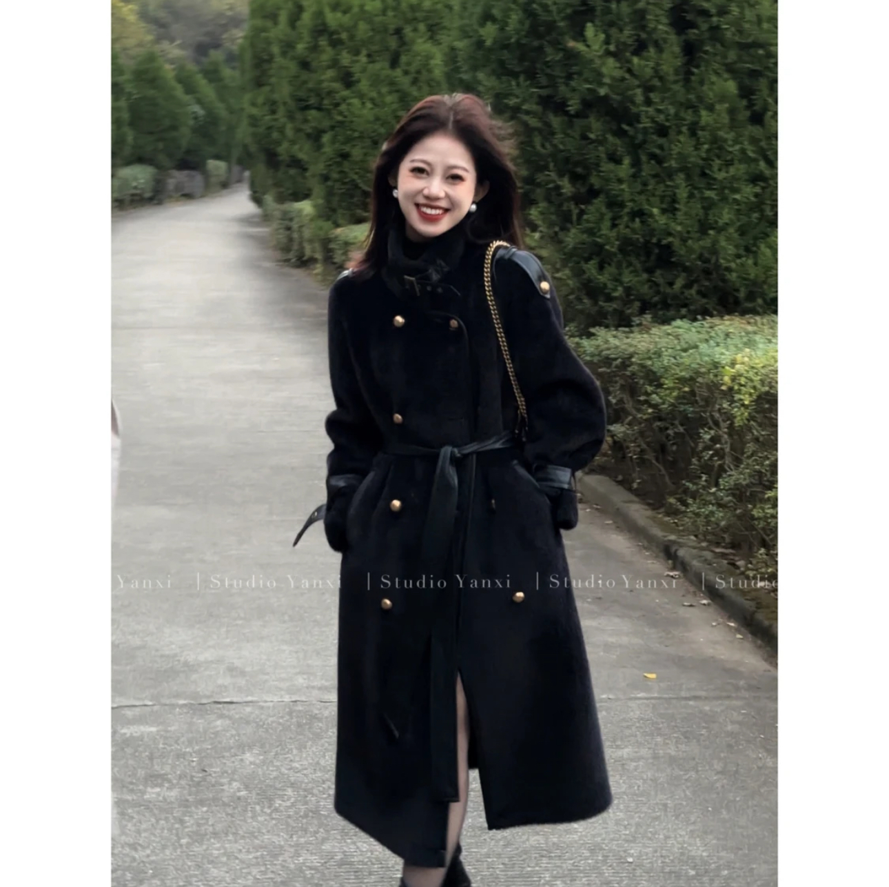 Jin言希鎏金高奢冬季新款厚款皮毛一體外套大衣