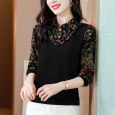 批发碎花衬衫女长袖2026年春季新款打底衫内搭小衫洋气减龄假两件上衣